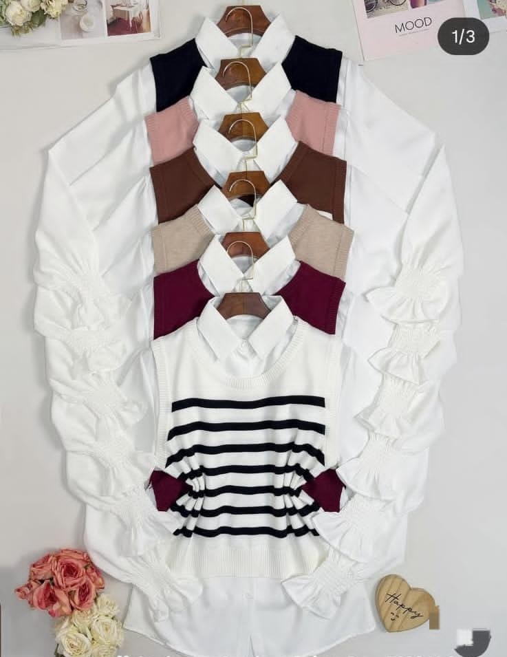 Camisa +chaleco rayado