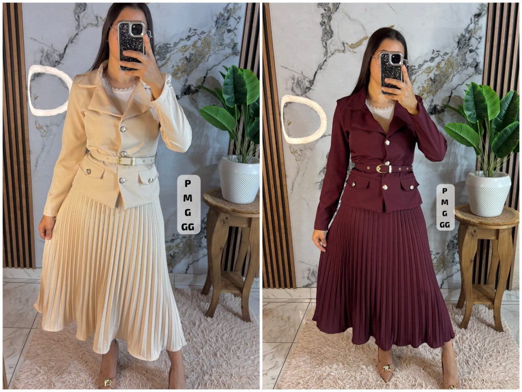 Conjunto saco y pollera plisada