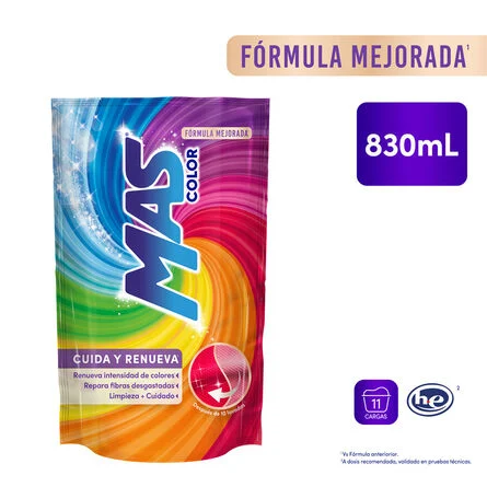Detergente Líquido Mas Color 830ml