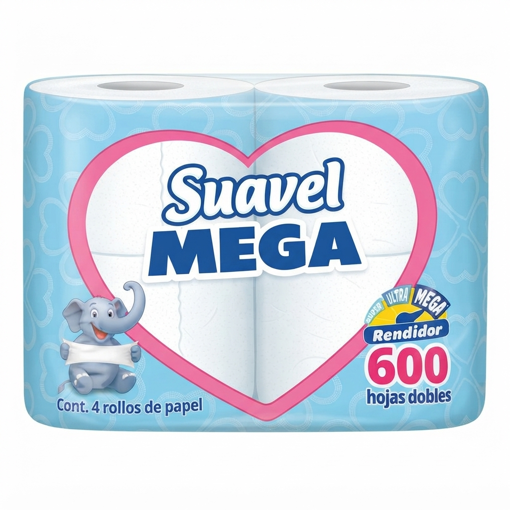 Papel Hig. Suavel Mega 4 Rollos de 600 hojas