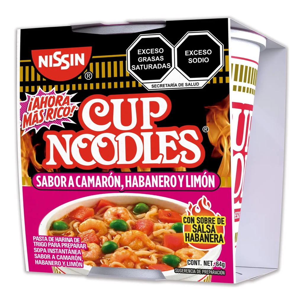 Sopa Instantánea Nissin Camarón, Habanero y Limon 64g