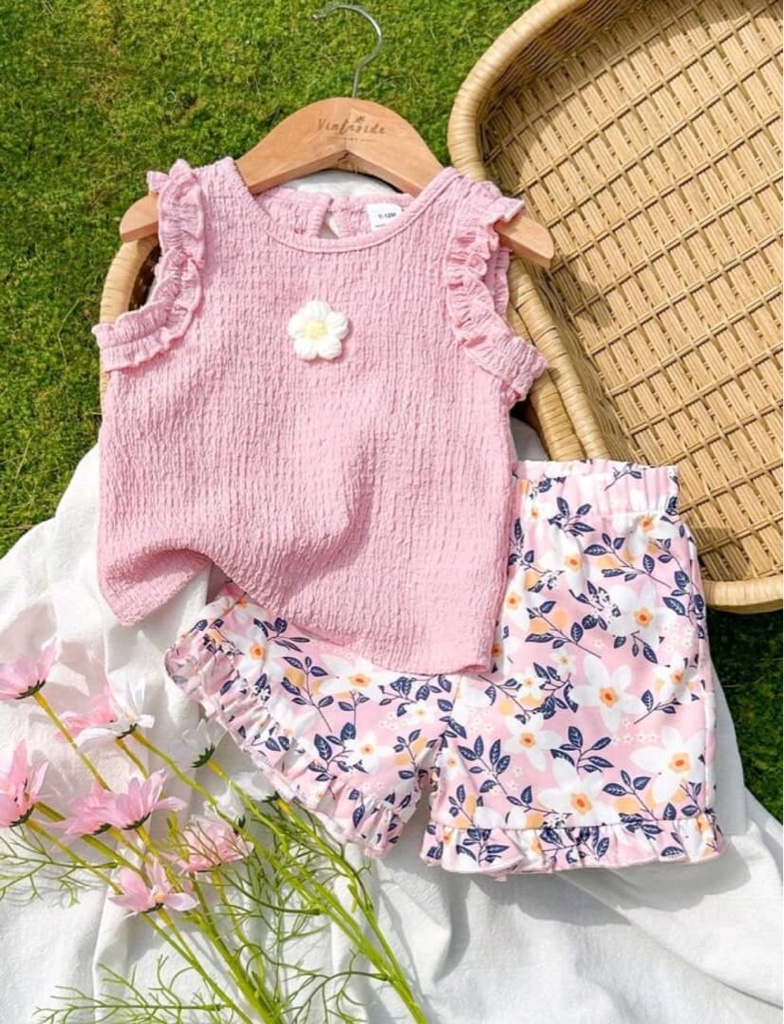 Conjunto de chaleco y pantalones cortos de jacquard lindo para niñas, primavera/verano