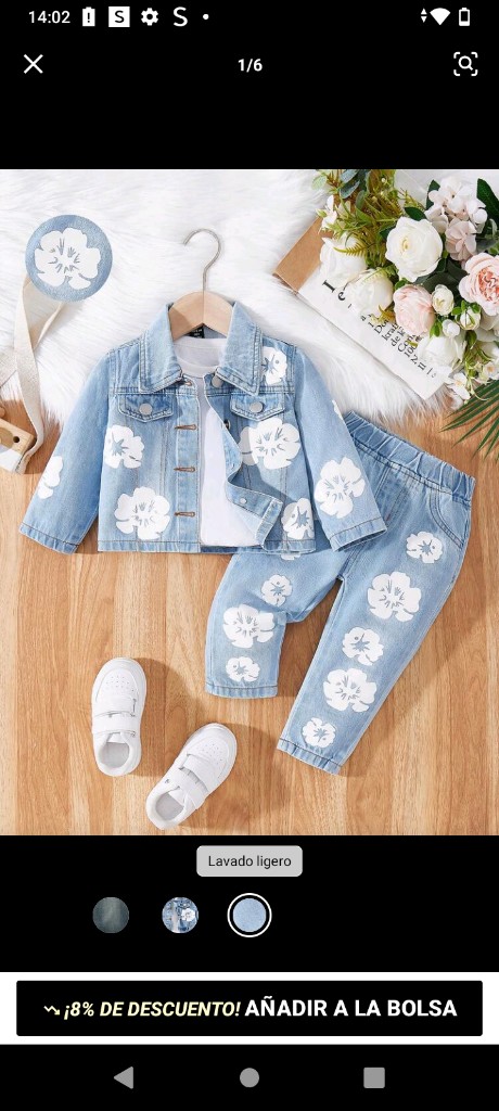 Vintaside Kids Set de 2 piezas de ropa de bebé niña de mezclilla - Chaqueta/abrigo estampado de moda + Pantalones vaqueros estampados de ajuste casual, Conjunto de mezclilla con estampado floral de estilo callejero elegante para bebé niña