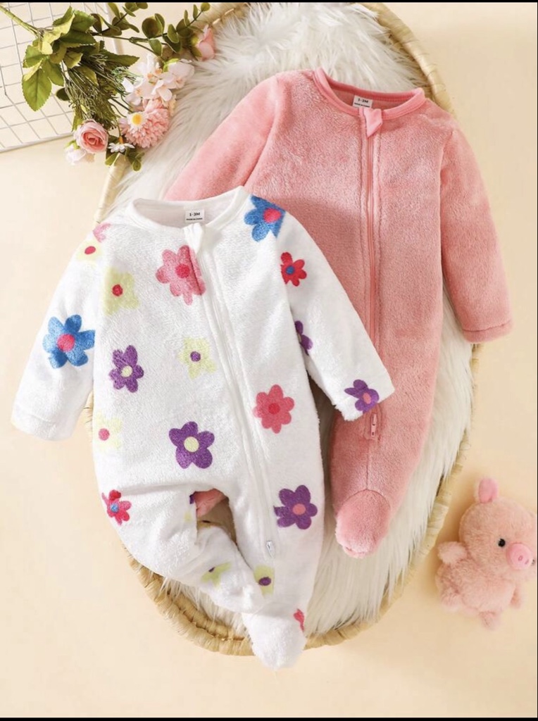 Mono para recién nacido, diseños de unicolor súper suave y estampado floral, simple y elegante, el diseño de piecero mantiene el calor, el estampado floral aporta vitalidad primaveral,