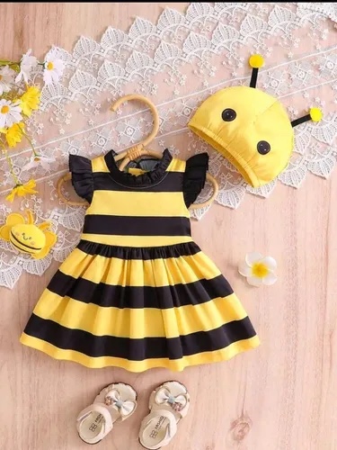 Conjunto de abejita vestido+ gorro