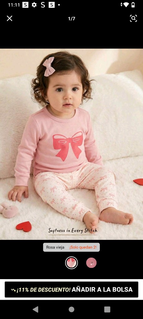 Cozy Pixies Conjunto de pijama ajustado para bebé niña, con parte superior de cuello redondo de punto suave con decoración de lazo y leggings de cintura elástica