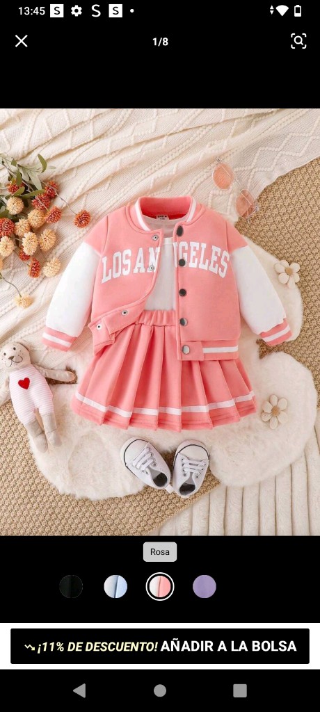 Conjunto de chaqueta de béisbol informal de manga larga con estampado de letras y falda plisada para niña bebé, primavera otoño rosado