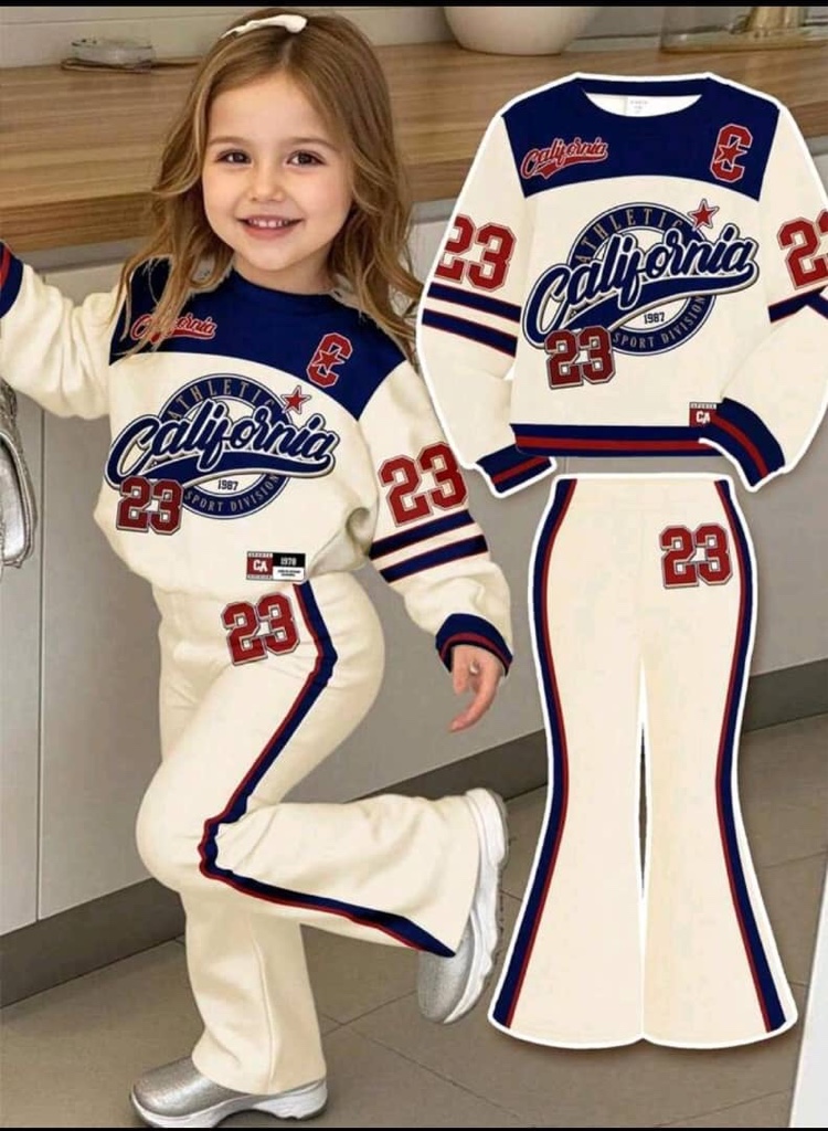 Conjunto de chándal retro con estampado gráfico Happikins 23, conjunto de punto suave minimalista casual para bebé niña, adecuado para la temporada otoño/invierno acogedora, conjuntos de otoño e invierno para salir, comodidad fácil, capas de otoño e invierno para bebé y niñas con estilo, ropa casual, tops gráficos para bebé y niña, nuevo estilo, nuevo estilo de otoño, moda de invierno