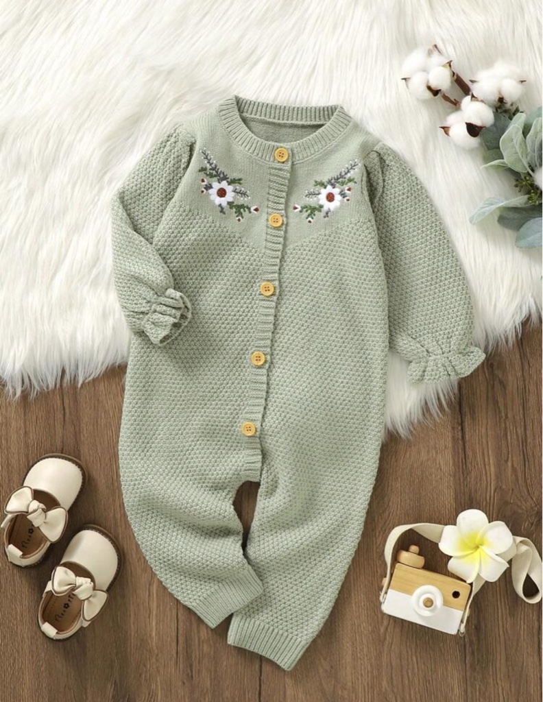 Body estampado con flores bordado para bebé niña