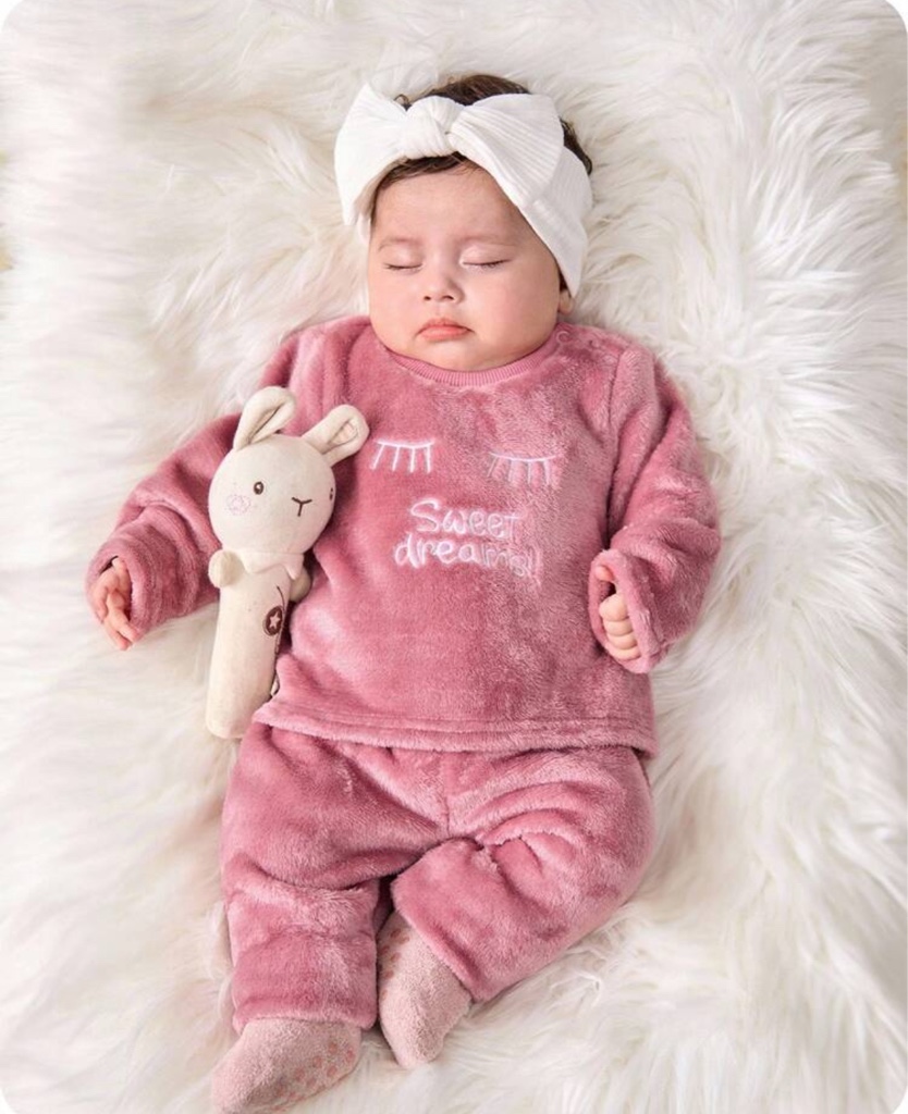 Conjunto de 2 piezas de top de manga larga con estampado de letras esponjoso rosa y pantalones de cintura elástica para bebé recién nacida niña, otoño/invierno