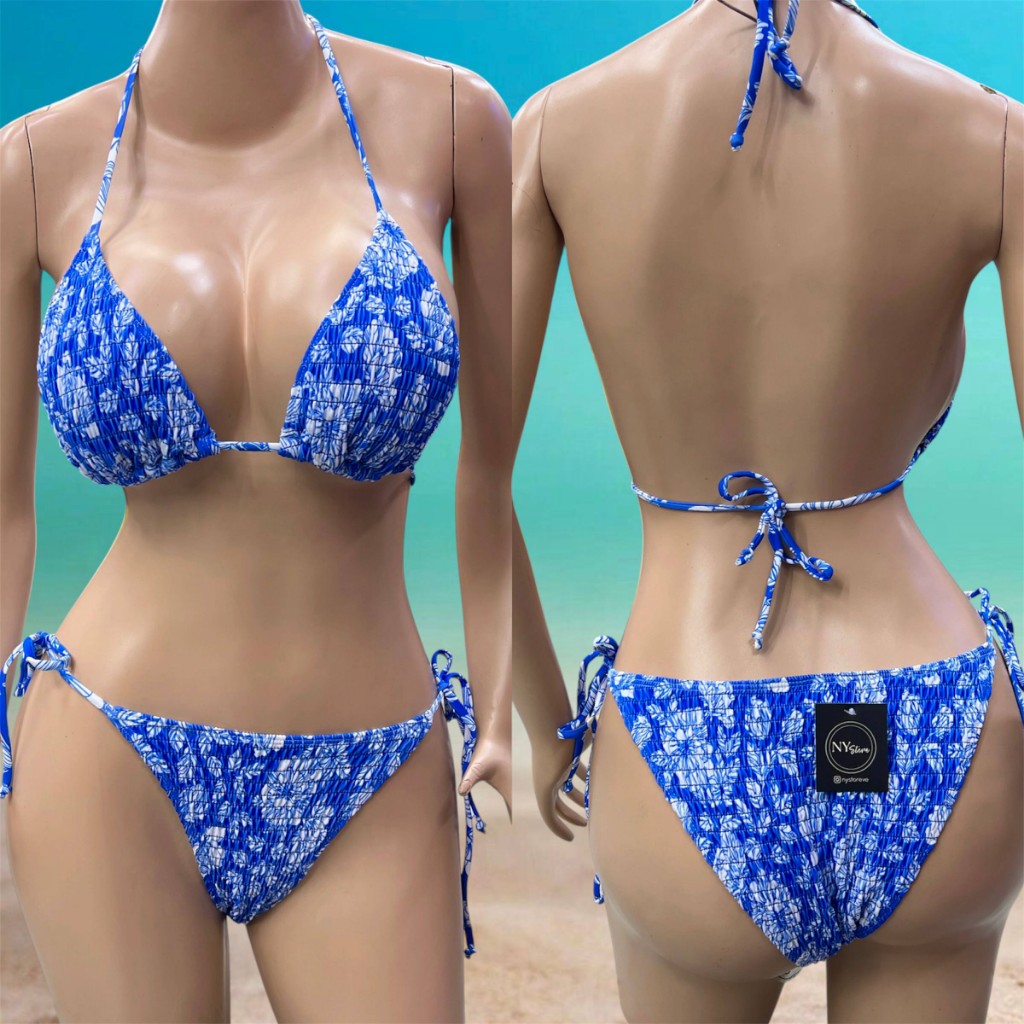 Talla XXL, estampado azul engomado
