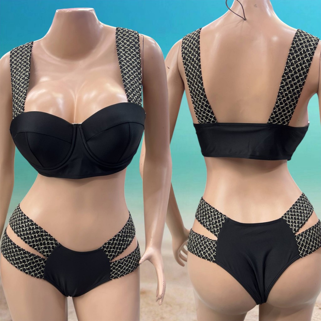 Talla S, negro copas push up con elástico