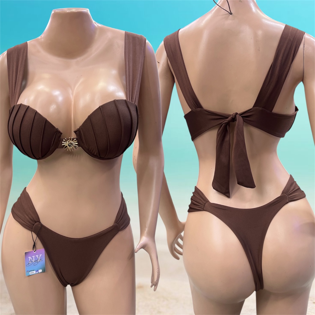 Talla M, copas push up marrón destellante