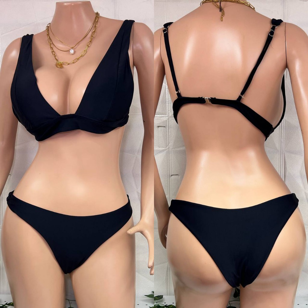 Talla M, negro básico bikini