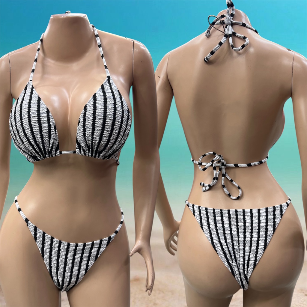 Talla M, rayas blanco y negro con textura