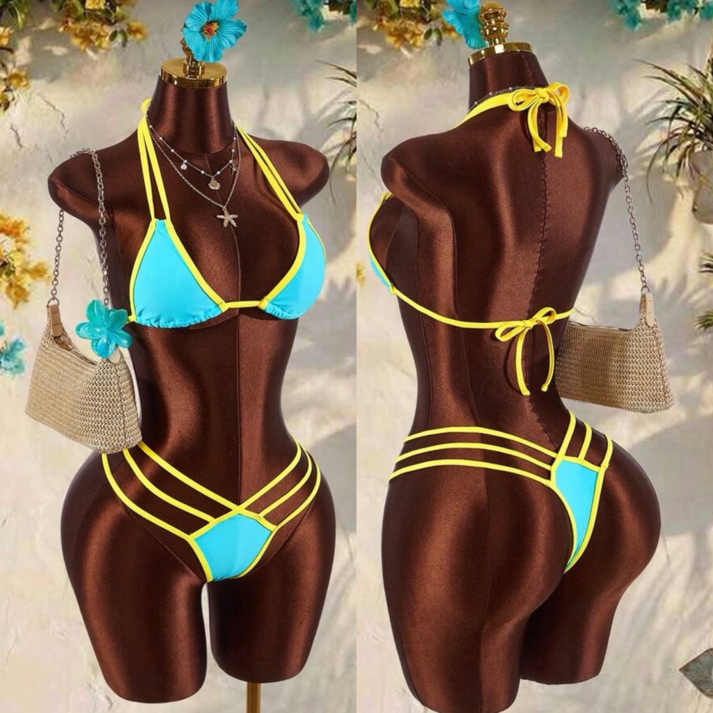 Talla M, Azul/amarillo Semihilo araña