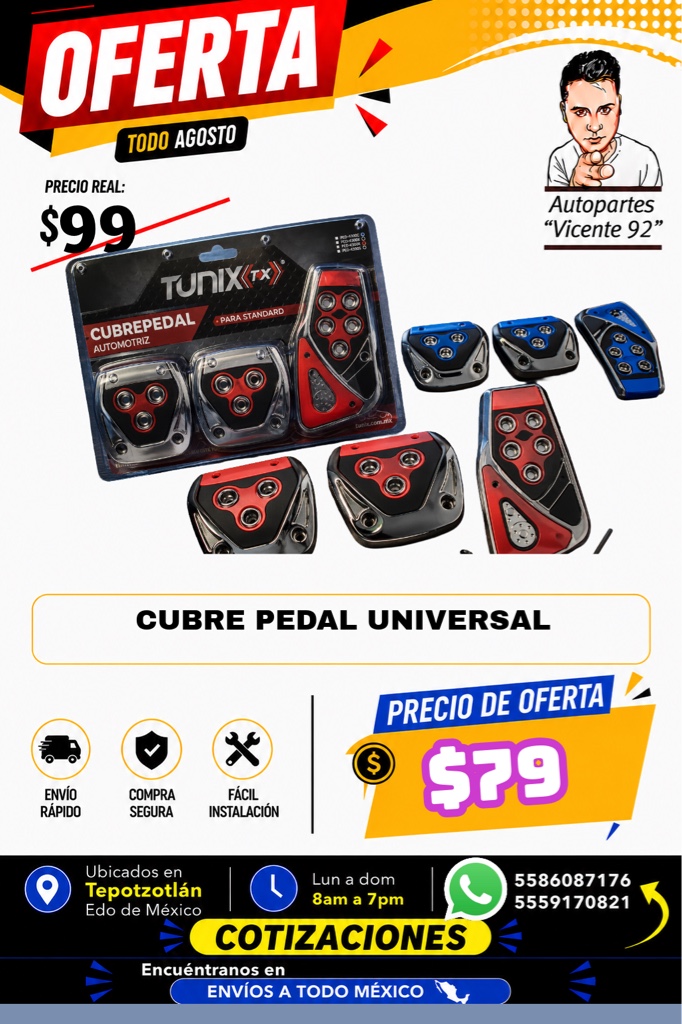 CUBRE PEDALES TUNIX