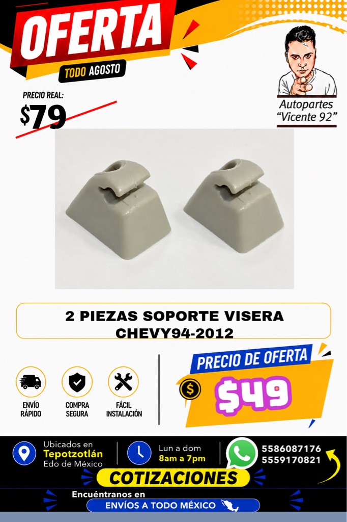 SOPORTE VISERAS CHEVY