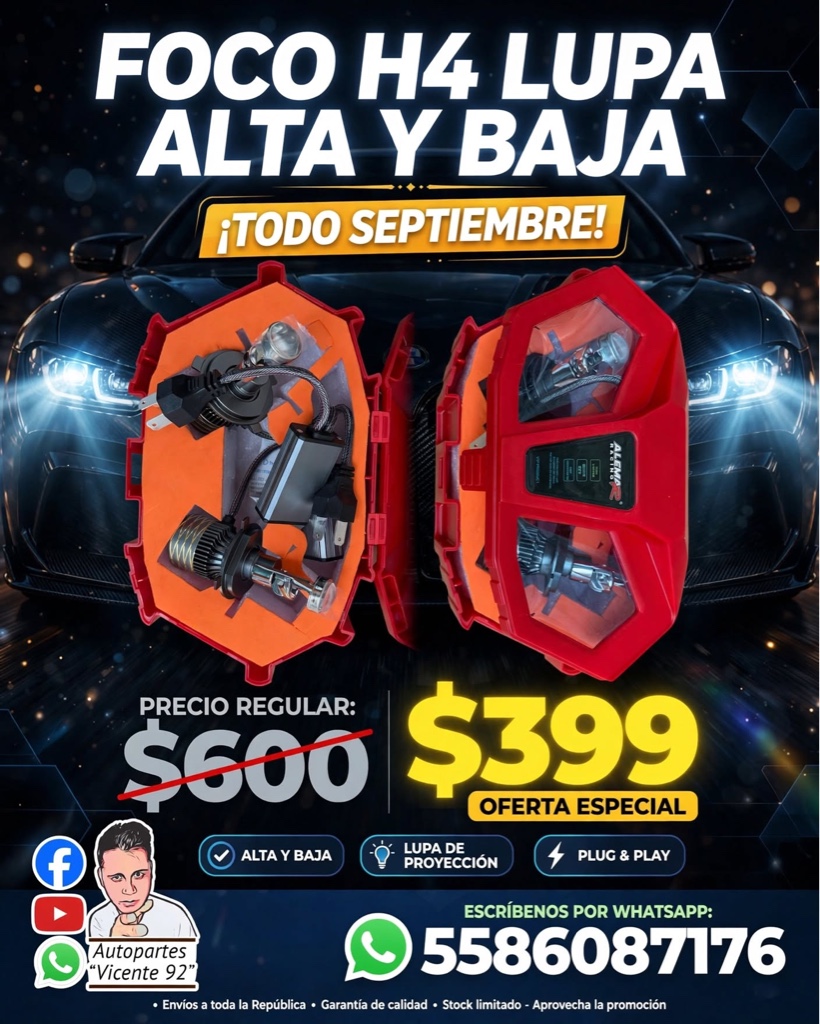 LUPA H4 28MIL A 41400 LUMENES *EL MAS VENDIDO
