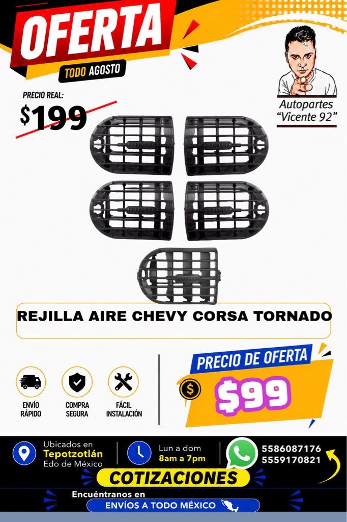 REJILLA AIRE CHEVY 2004-2012