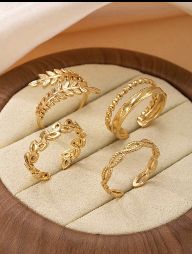 Set de 4 anillos de acero inoxidable
