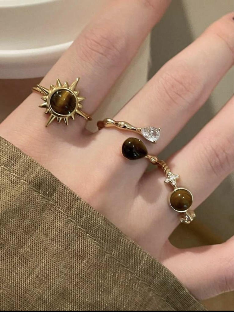 Set de 3 anillos ojos de tigre