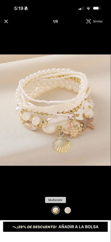 Set de 7 pulsera con perlas de concha y estrella de mar
