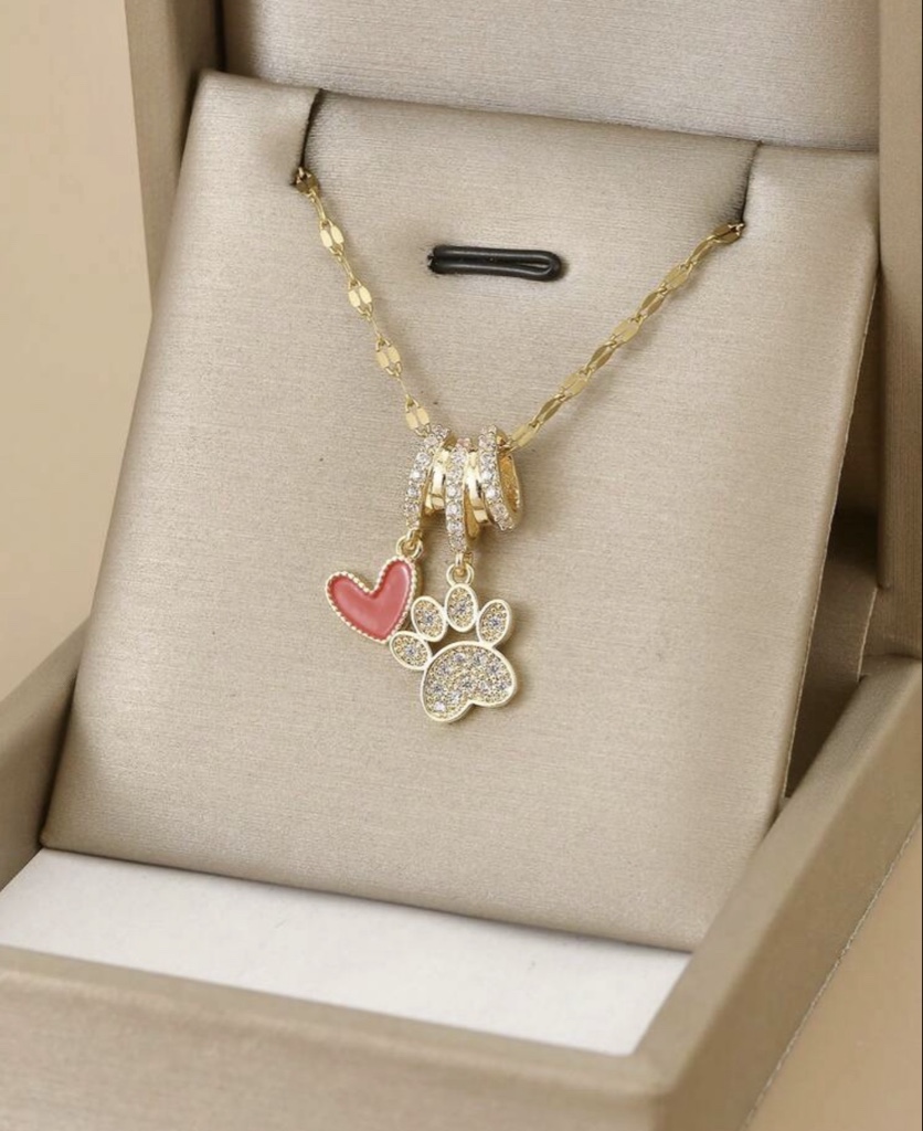 Collar dorado corazon de acero inoxidable