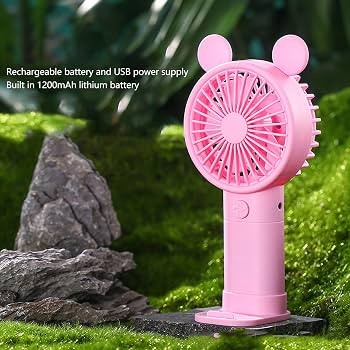Ventilador recargable con accesorio para poner el celular