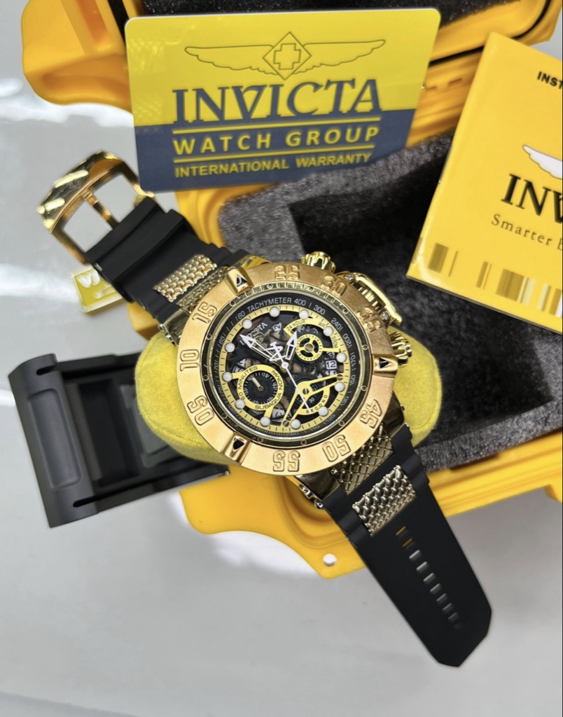 Invicta dourado e preto relógio