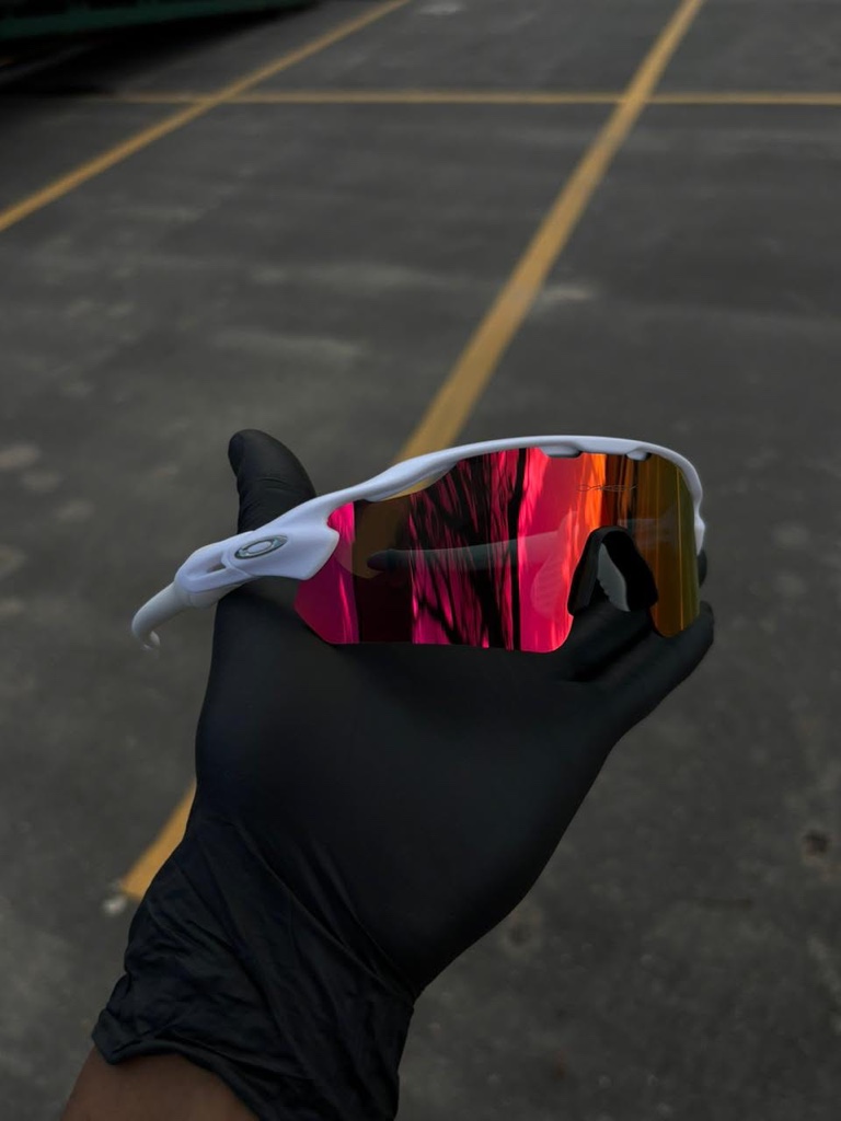 Oakley óculos branco espelhado rosa