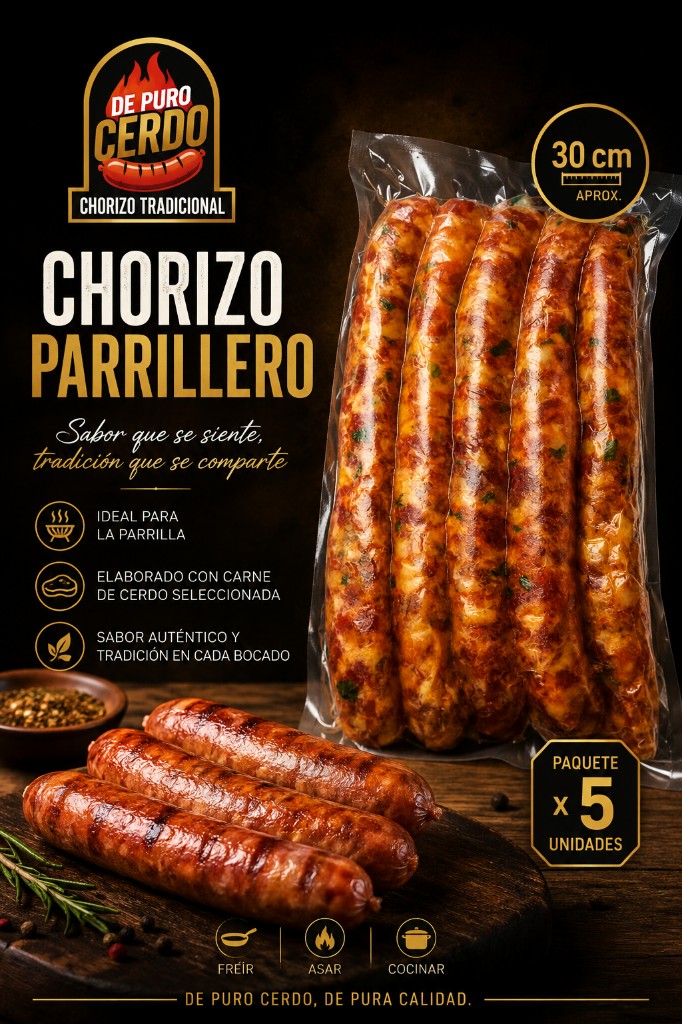 Chorizo tradicional parrillero x 5 und 900 gr