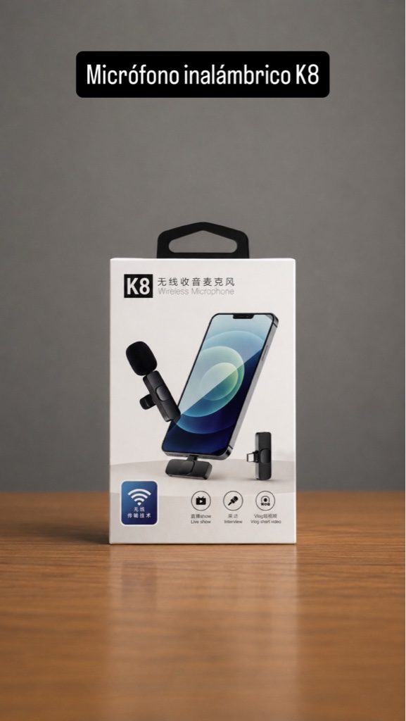 K8 Microfono inalambrico negro
