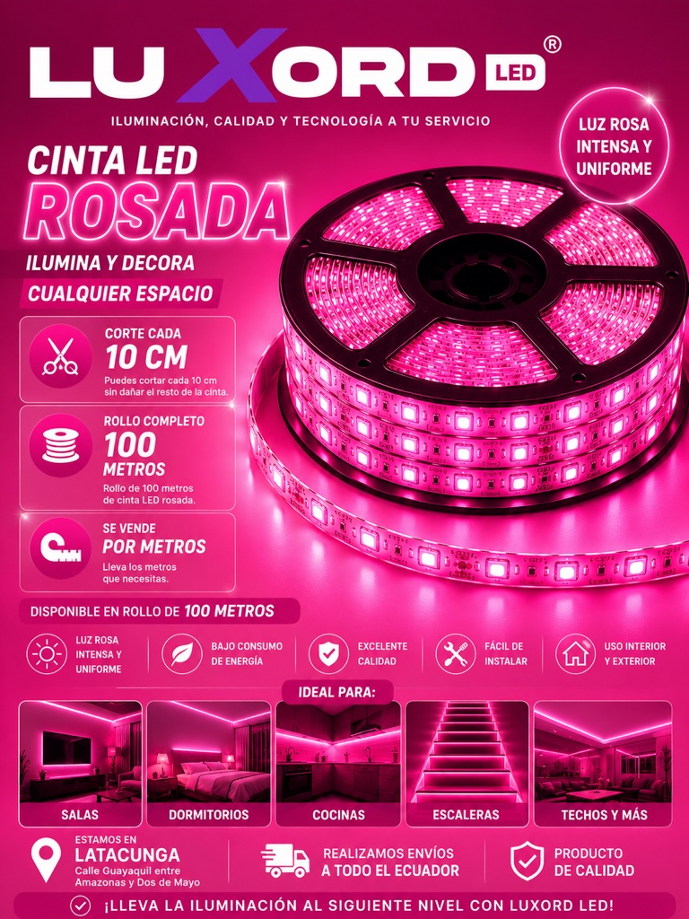 Cinta rosa 100v metros