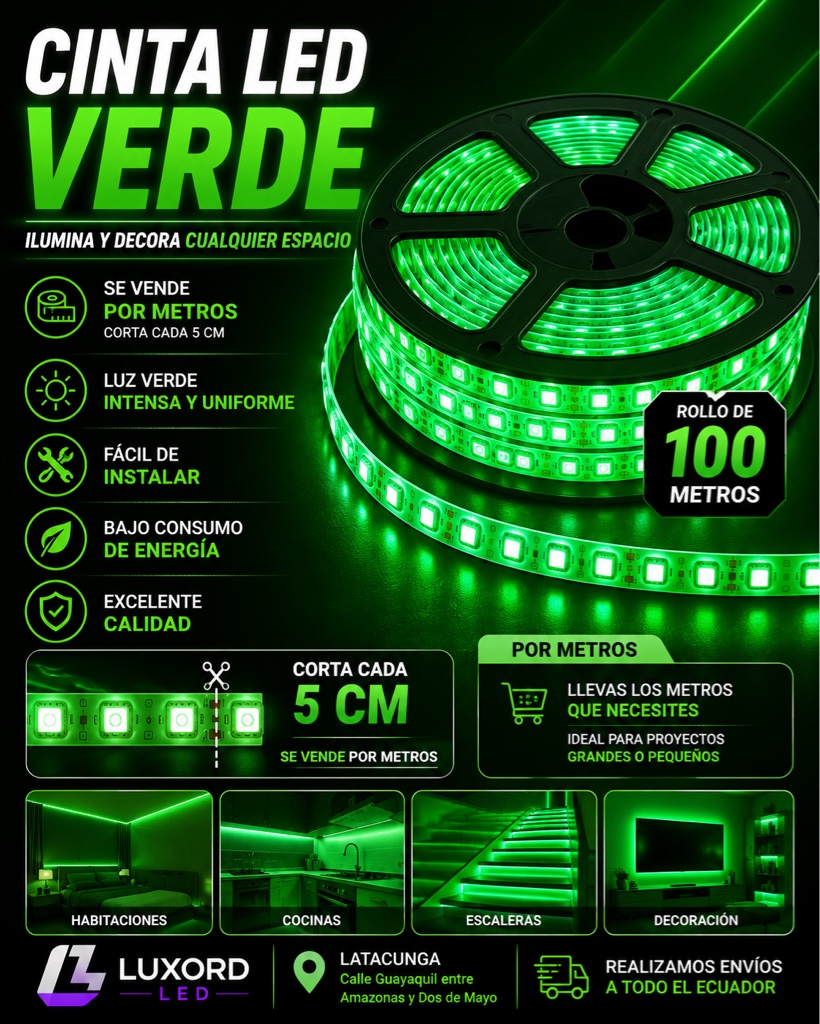 Cinta verde 110vpor metros