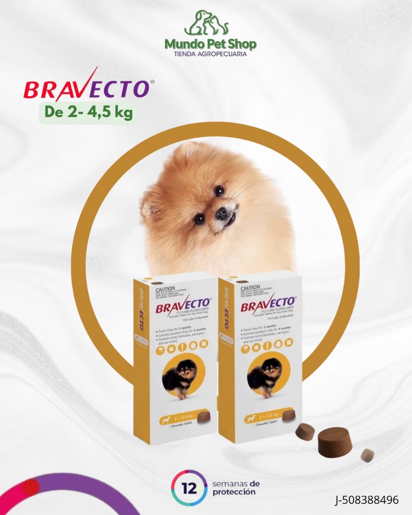 Bravecto 112.5 mg x1 tabletas para perros 2-4.5 kg