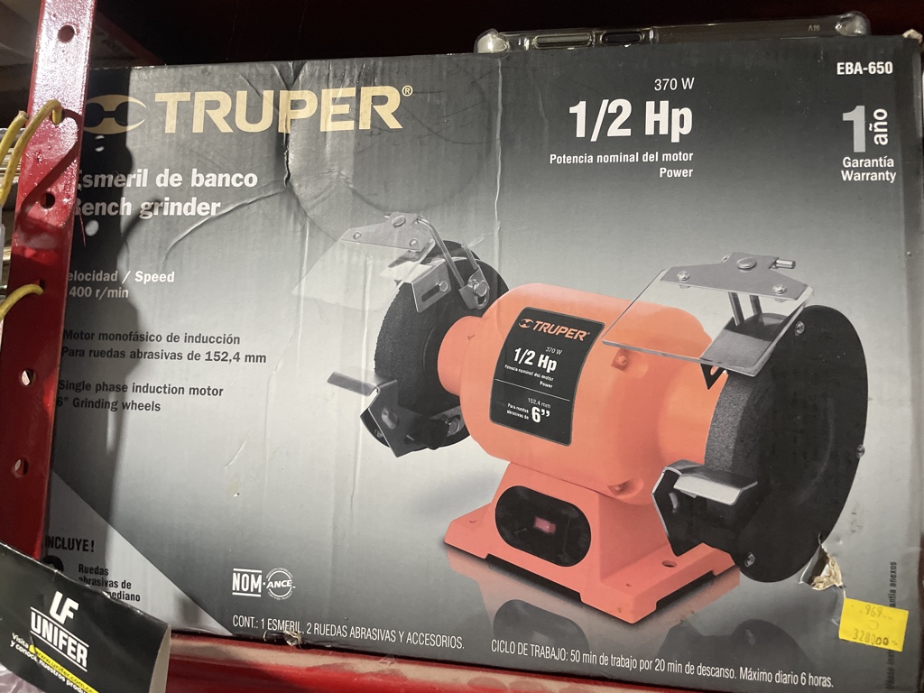 Truper esmeril de banco naranja