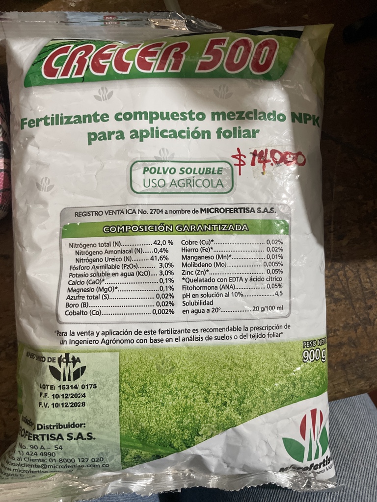 Crecer 500 fertilizante foliar