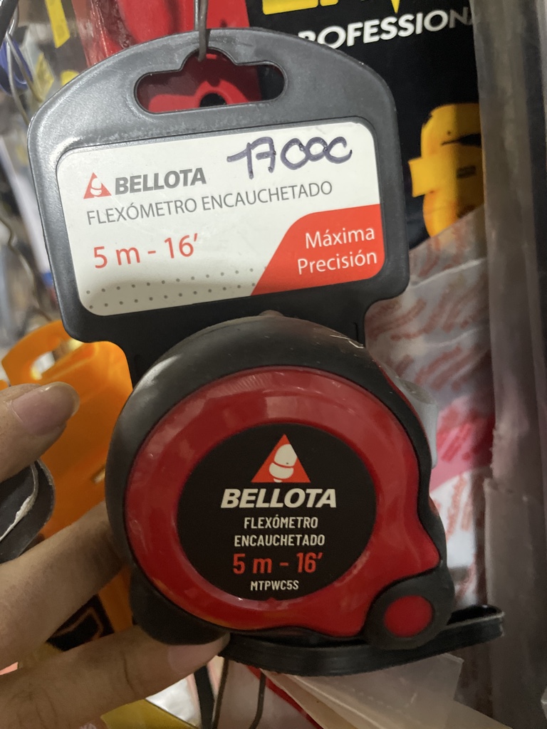 Bellota flexometro rojo 5m