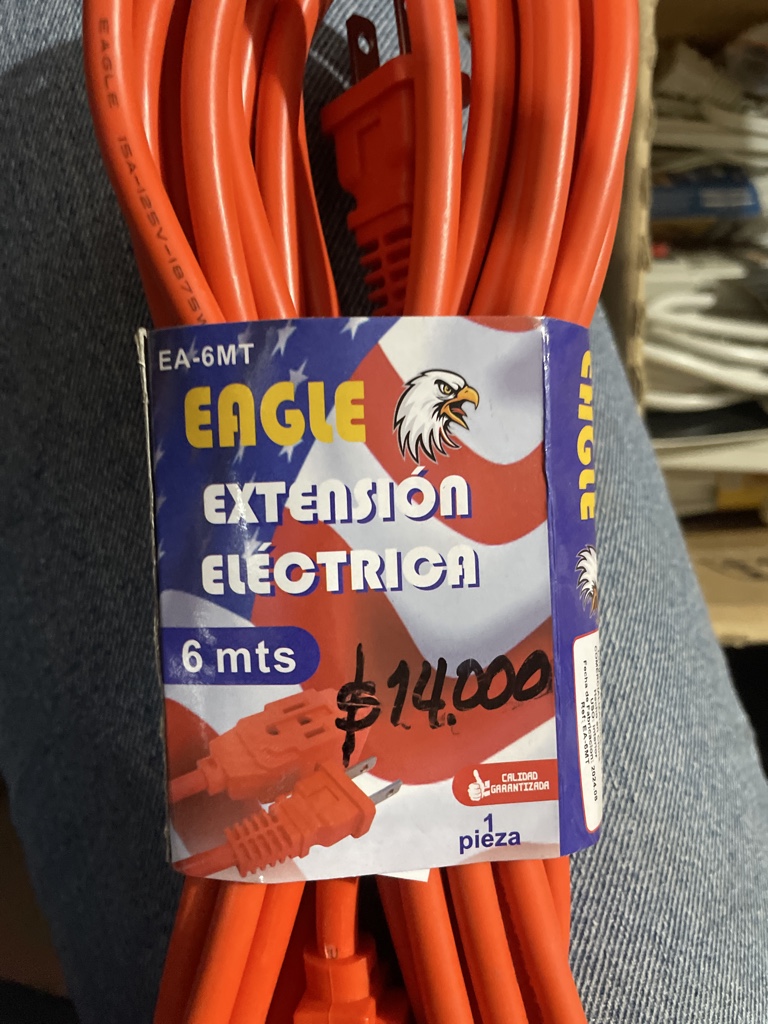 Eagle extension electrica naranja 6 mts