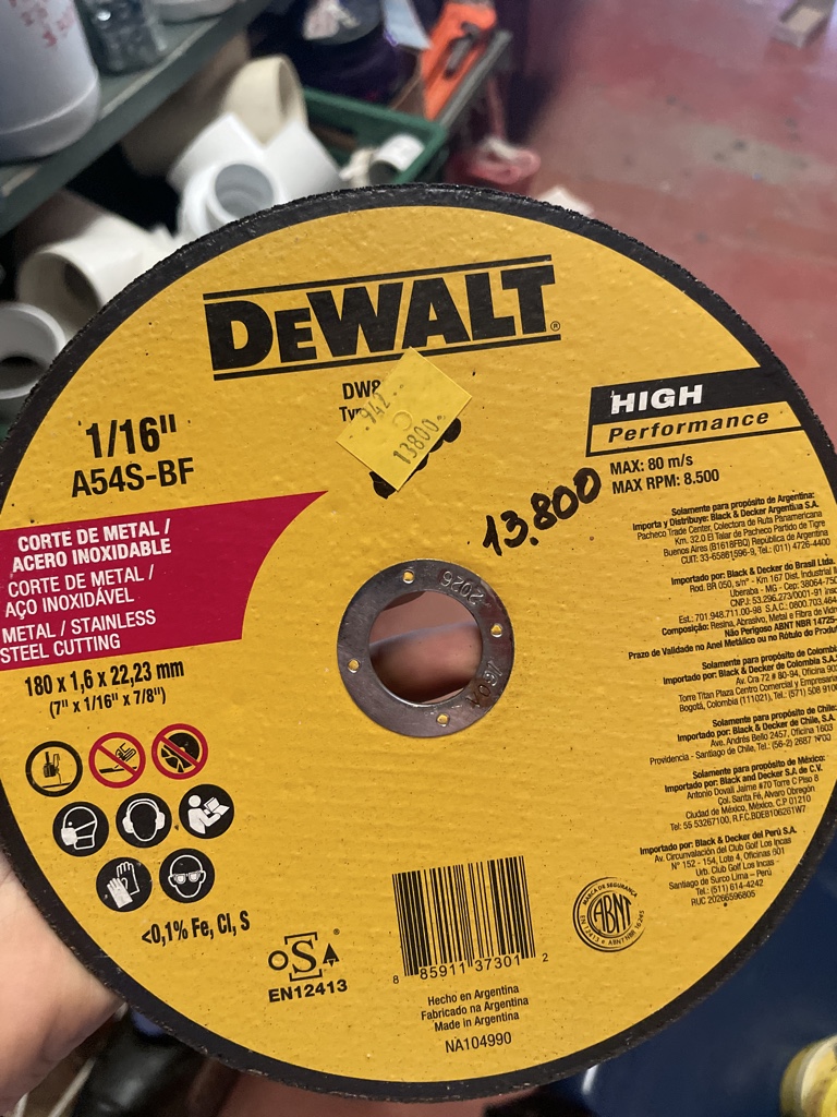 DeWalt disco corte metal 7in
