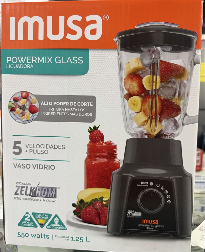 Imusa licuadora negra Powermix Glass