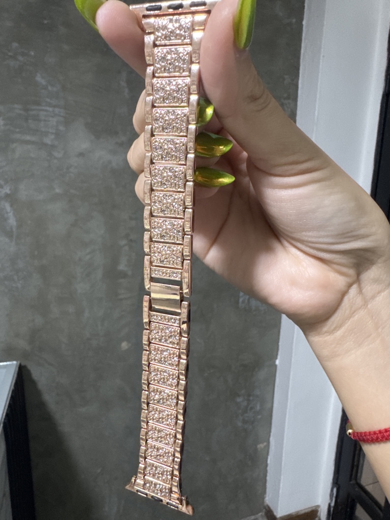 Correa de eslabones con brillos oro rosa