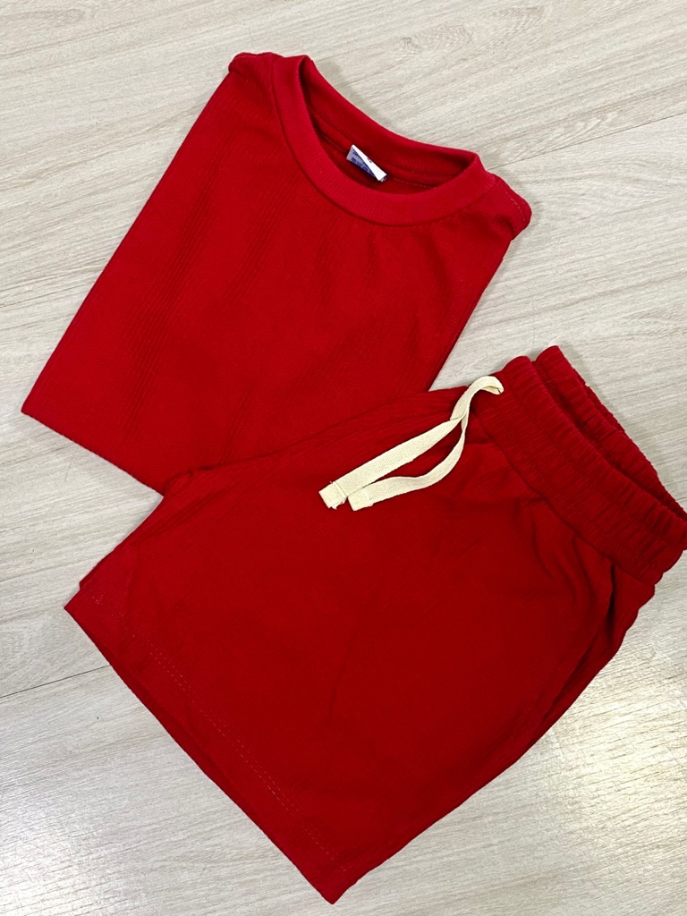 Conjunto texturizado picolé vermelho