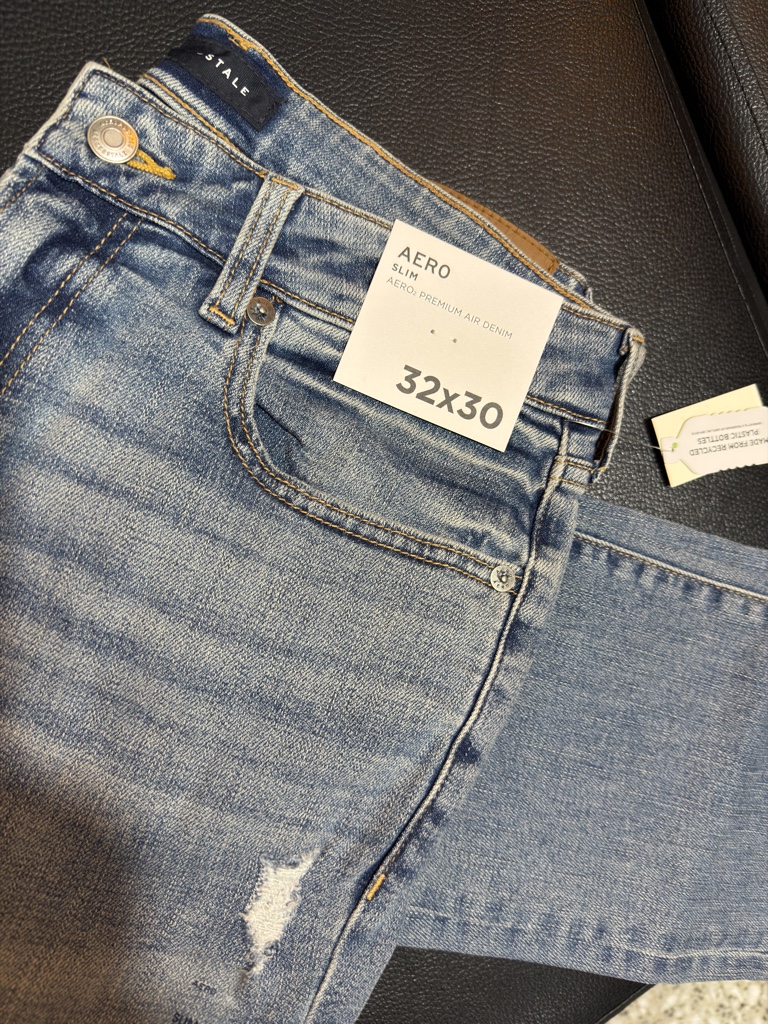 AERO jean azul slim 32x30 desgastado