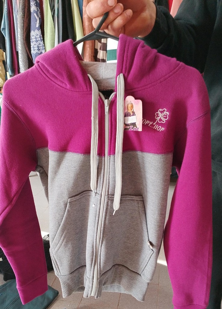 Campera  rosa y gris