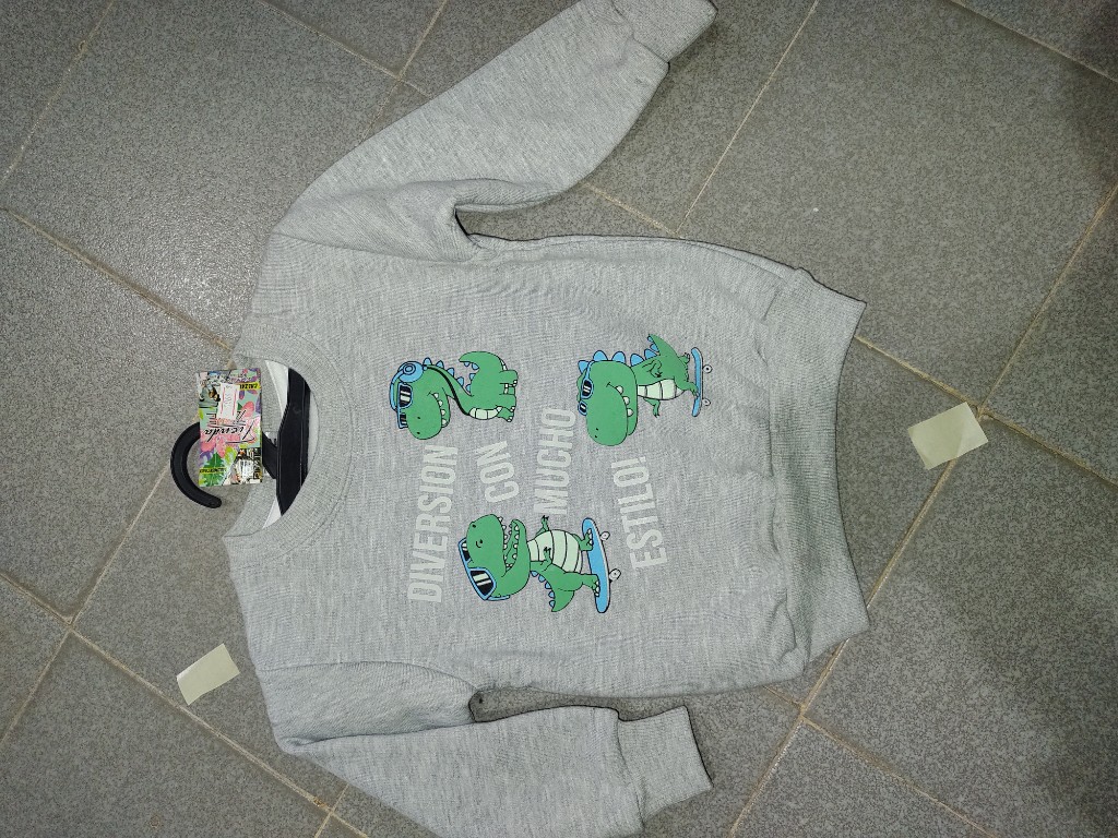 Buzo gris dinosaurio