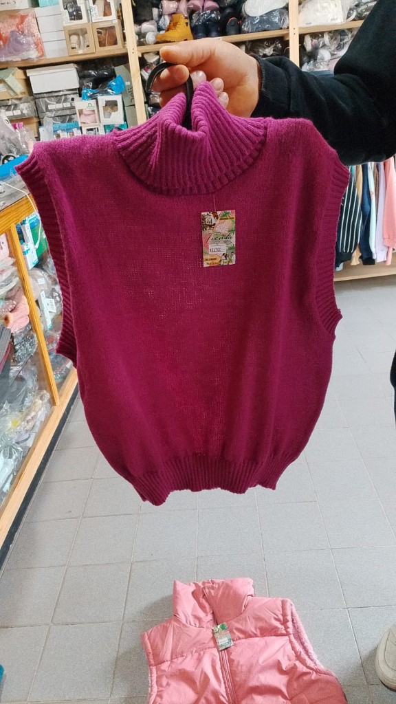 Chaleco polera tejido fucsia