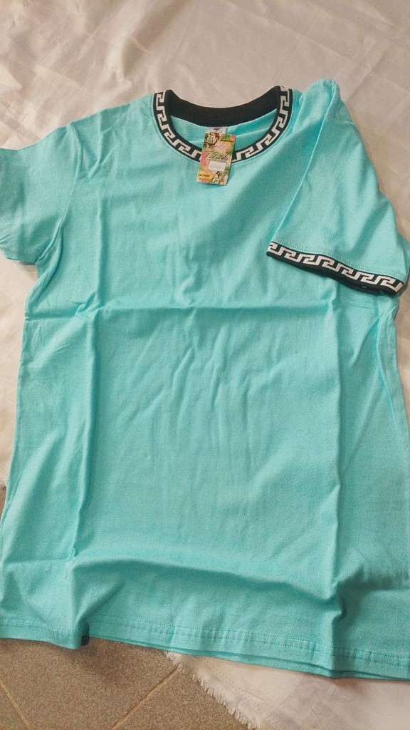Remera turquesa con detalle negro