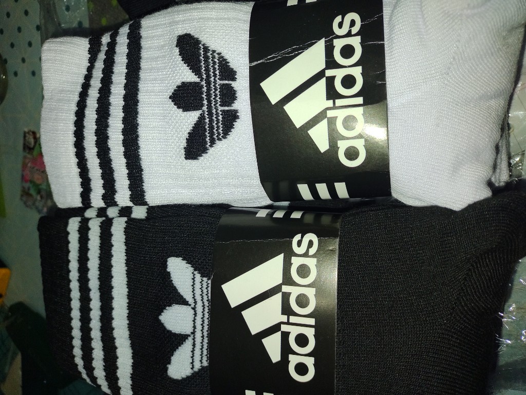 Adidas medias caña alta negras y blancas pack por 3 pares
